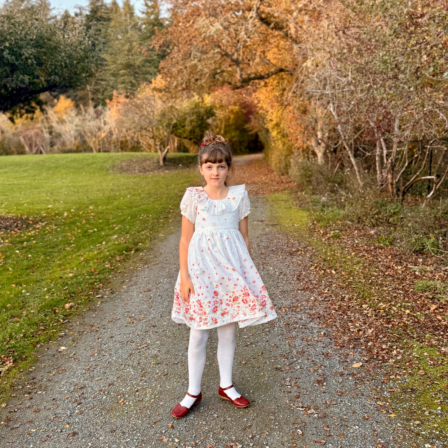 Lily Dress in Swiss Border Print Red and Pink Floral | A Winter's Tale | MTO