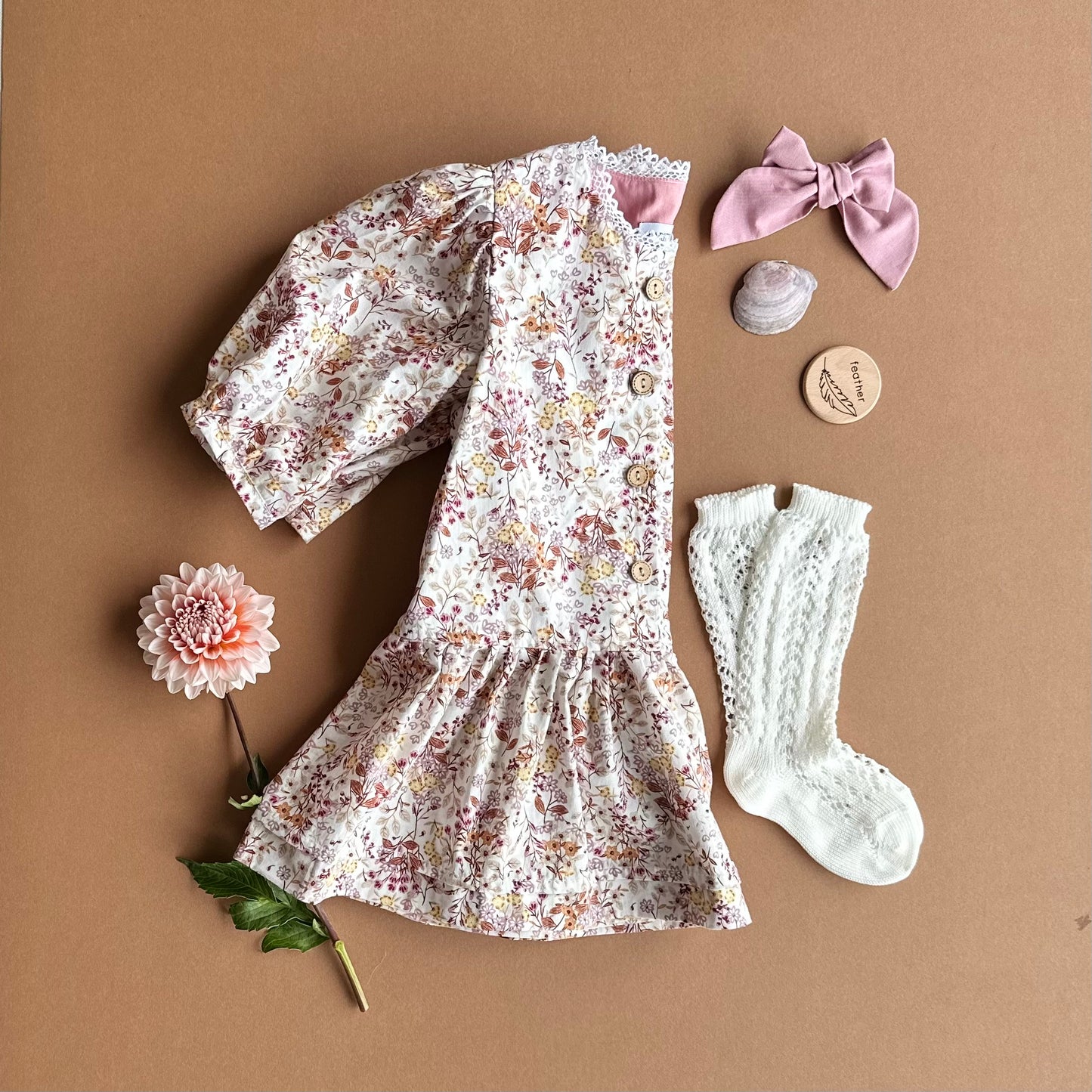 Grace Dress, in Wheat Inspired Ditsy Floral (Made to Order)