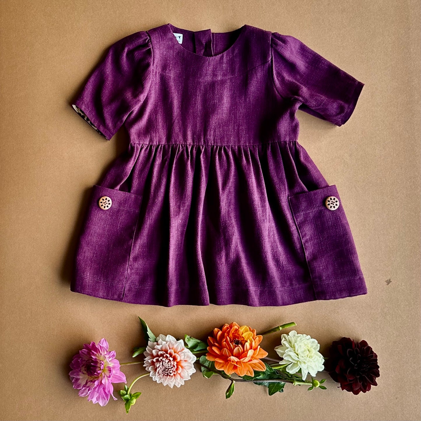 Rowan dress, in Blackberry Cordial Linen (made to order)