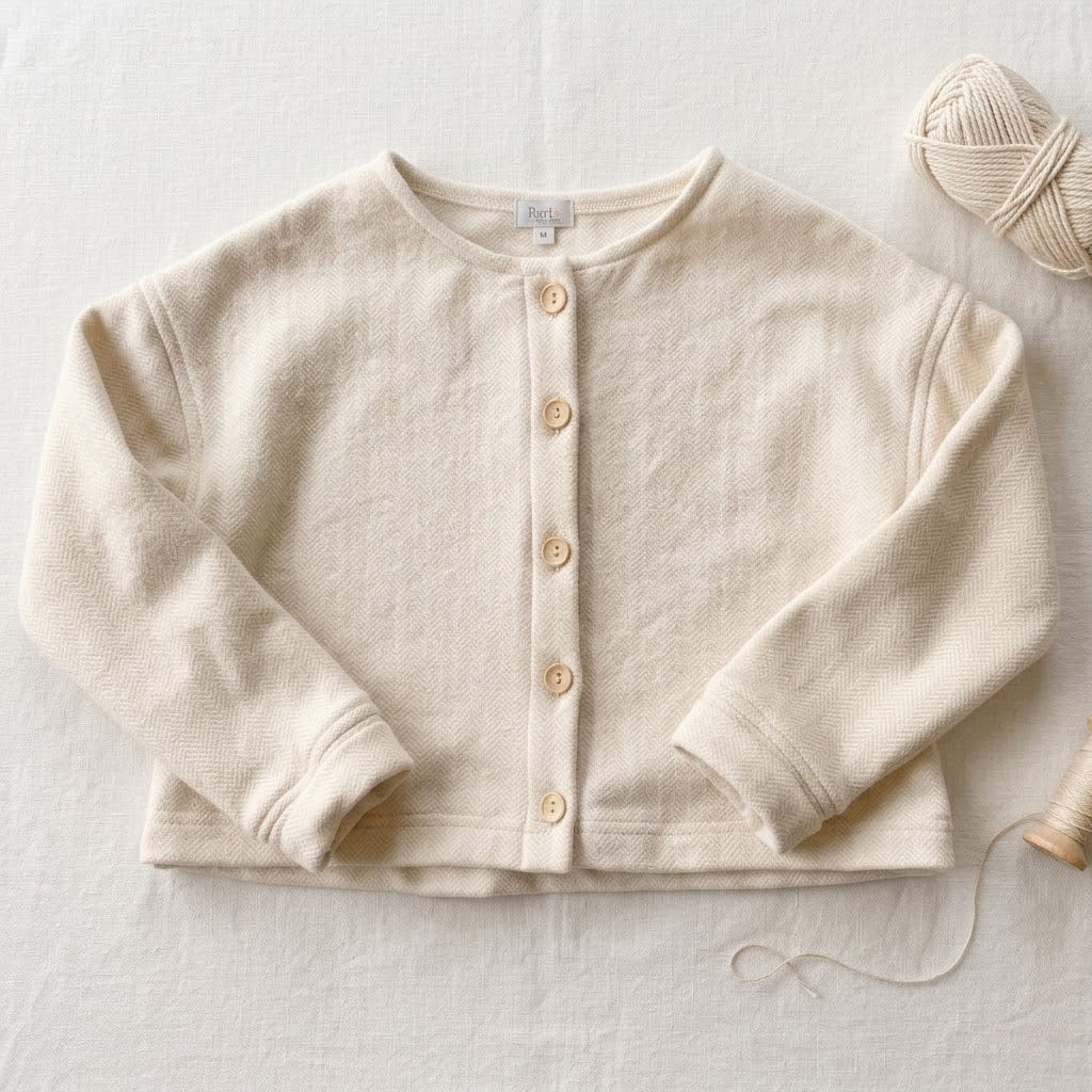 Dolman Cardigan in Natural Herringbone Cotton Fleece | MTO