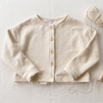 Dolman Cardigan in Natural Herringbone Cotton Fleece | MTO