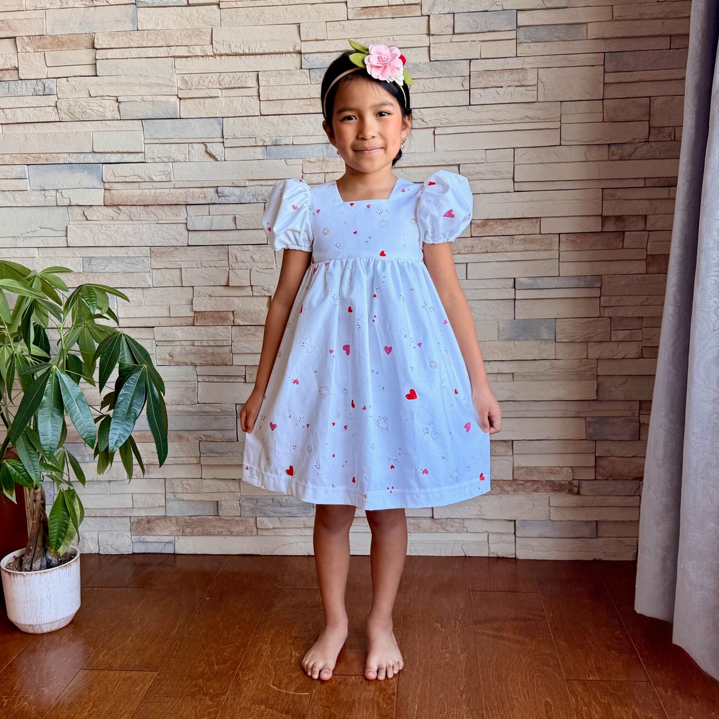 Cordelia White Cotton Heart Dress| RTS