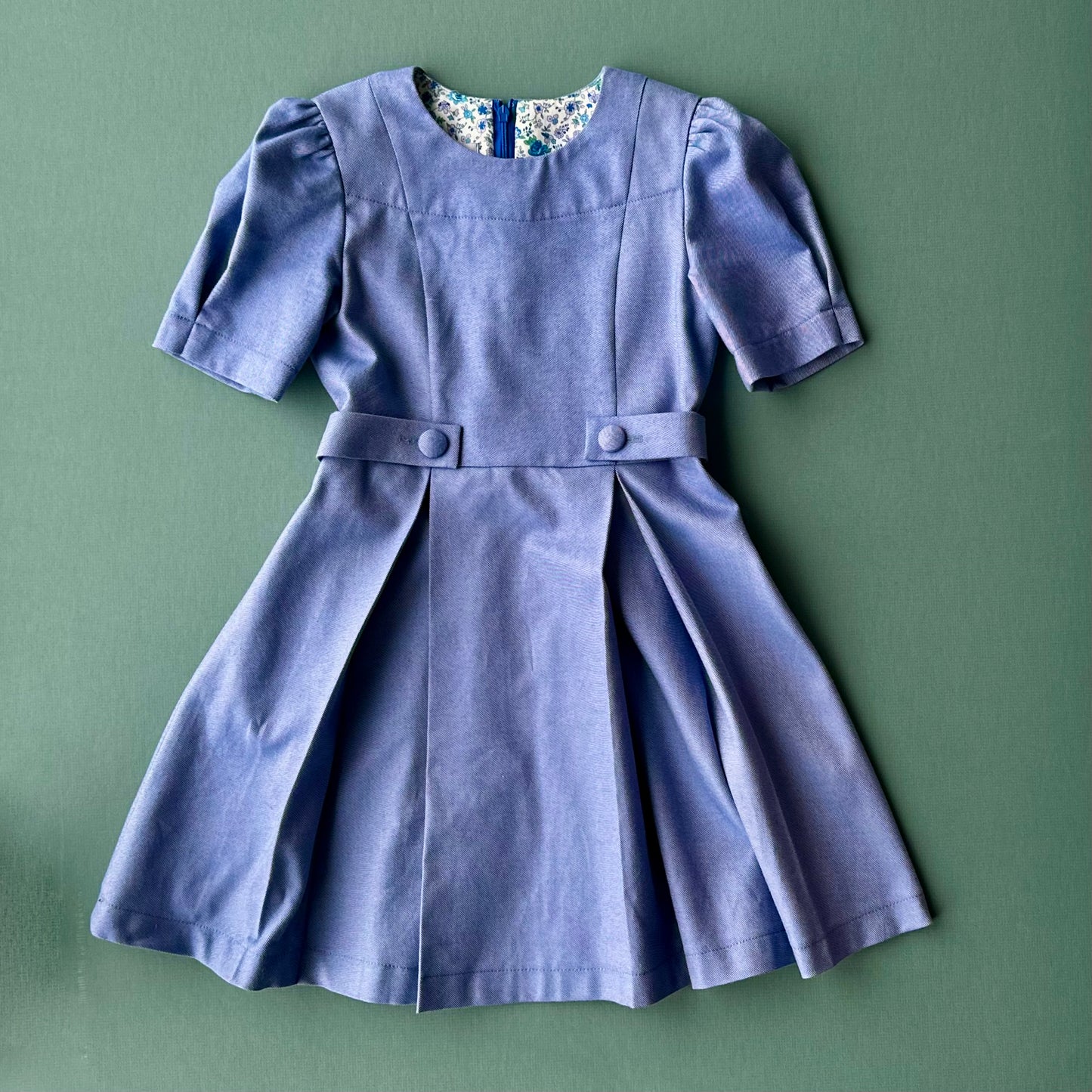 Emma Dress, in Cornflower Blue Twill (Made to Order)
