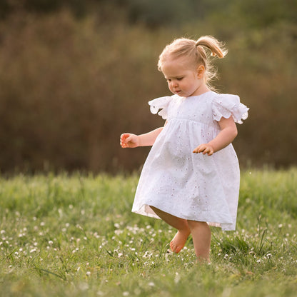 Joy Dress, in white eyelet (made to order)