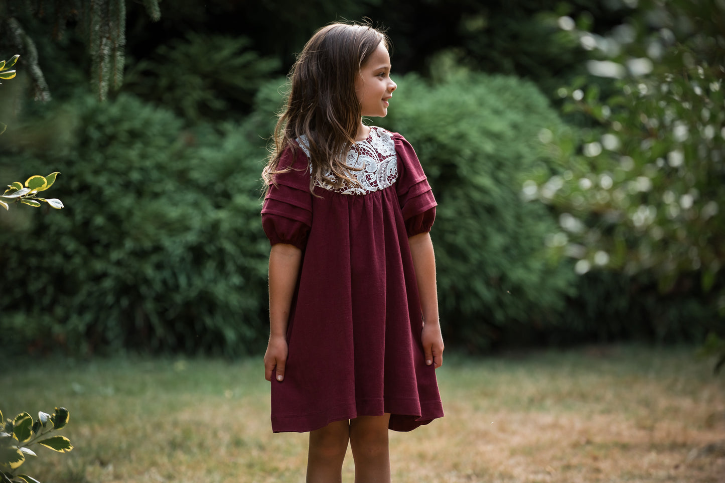 Linen Dress with Lace Detail Handmade in BC, Canada