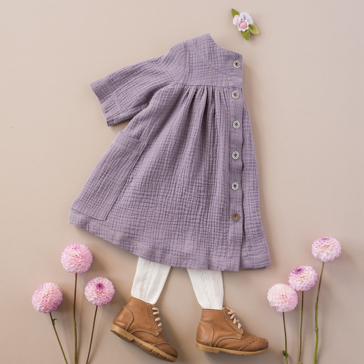Paige Dress in Pink, Beige or Mauve | Echoes of Autumn | MTO