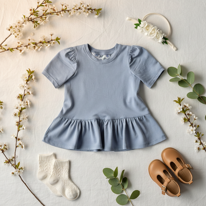 Adele Dress Blue - Upscale Flatlay