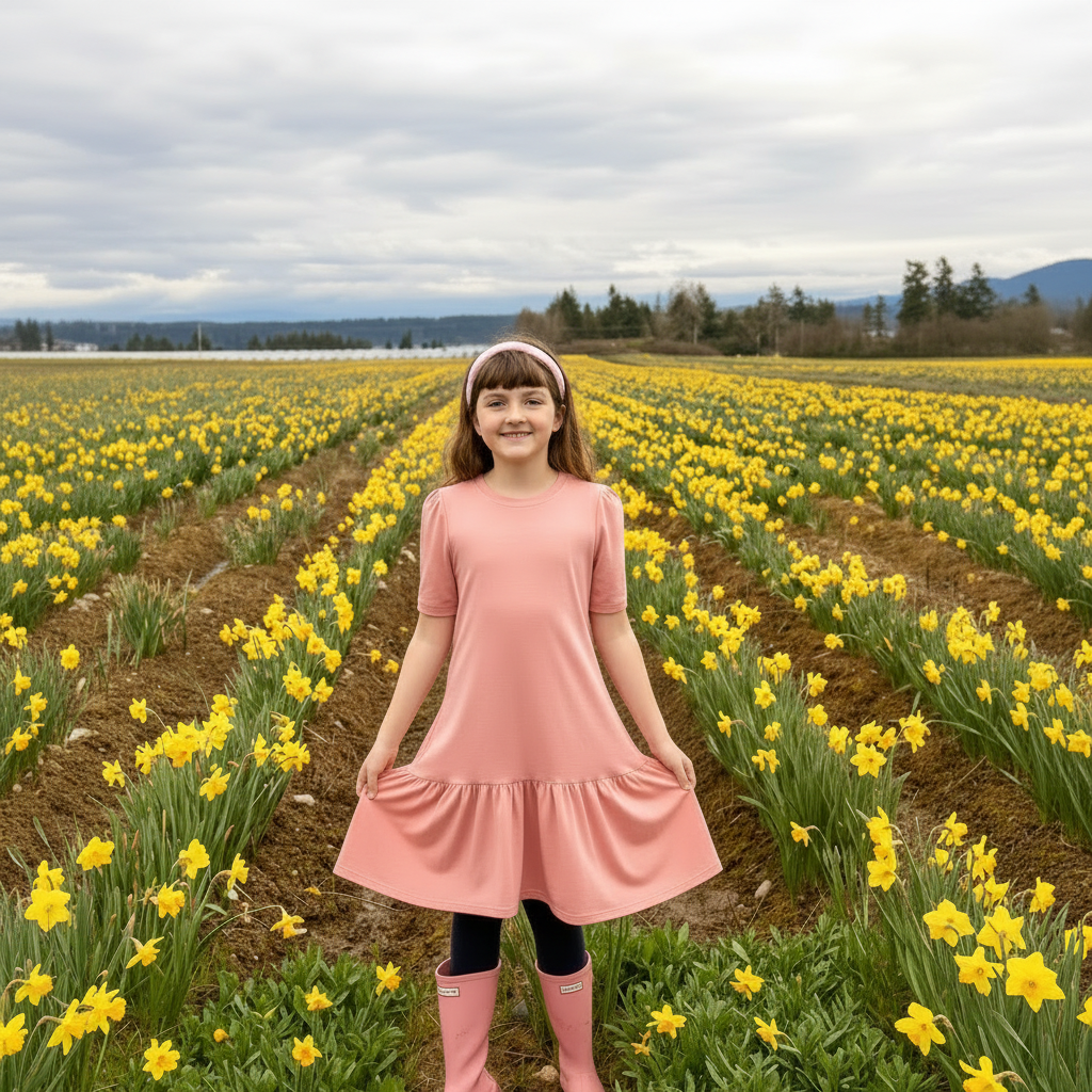 Adele Dress Coral Pink - Daffodil Field