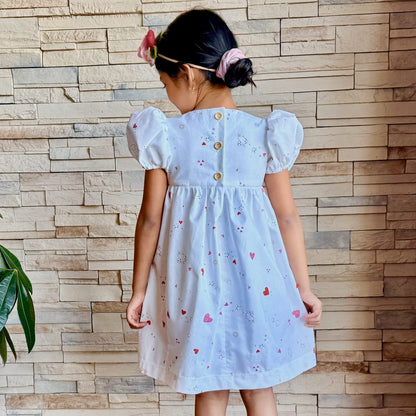 Cordelia White Cotton Heart Dress| RTS