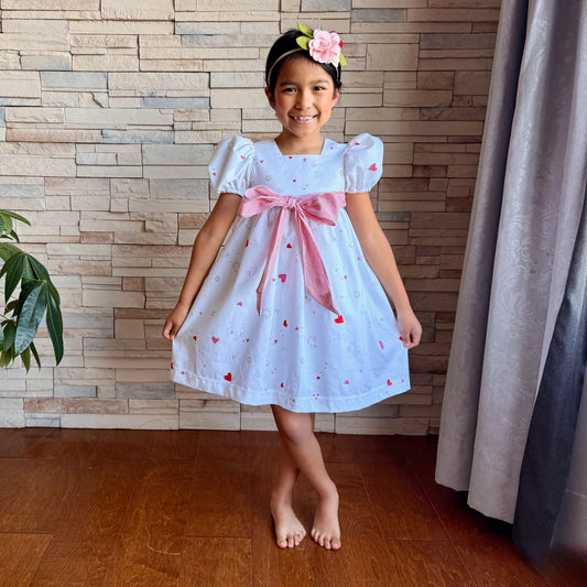 Cordelia White Cotton Heart Dress| RTS