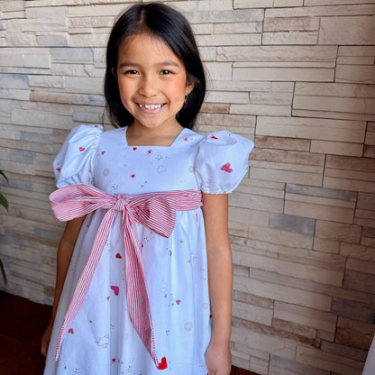 Cordelia White Cotton Heart Dress| RTS