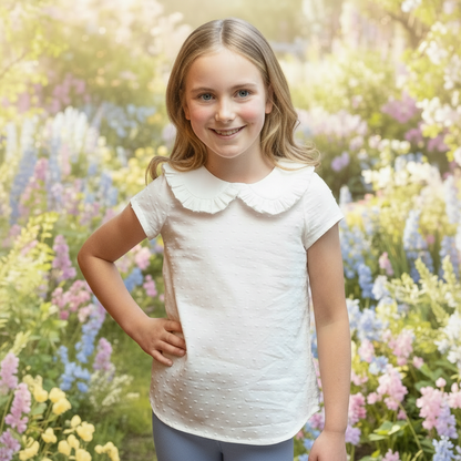Cream Swiss Dot Blouse - Square Spring