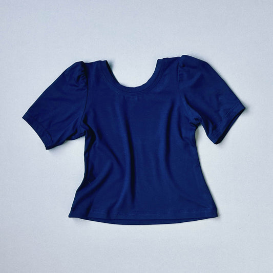 Puff Sleeved Tee, Indigo Bamboo Jersey