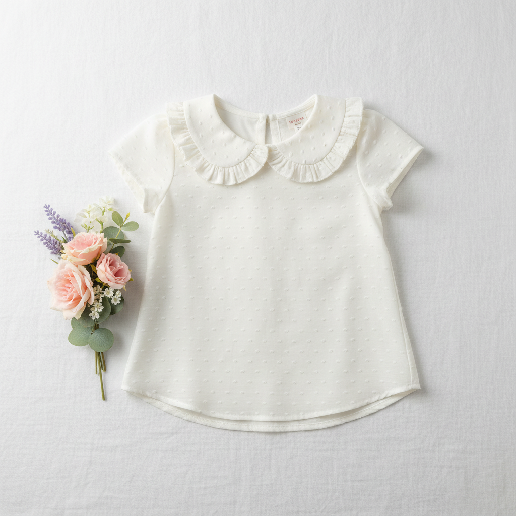 Ivory Swiss Dot Blouse - Product Flatlay