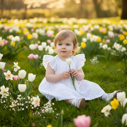 Joy Dress in White Eyelet — Easter