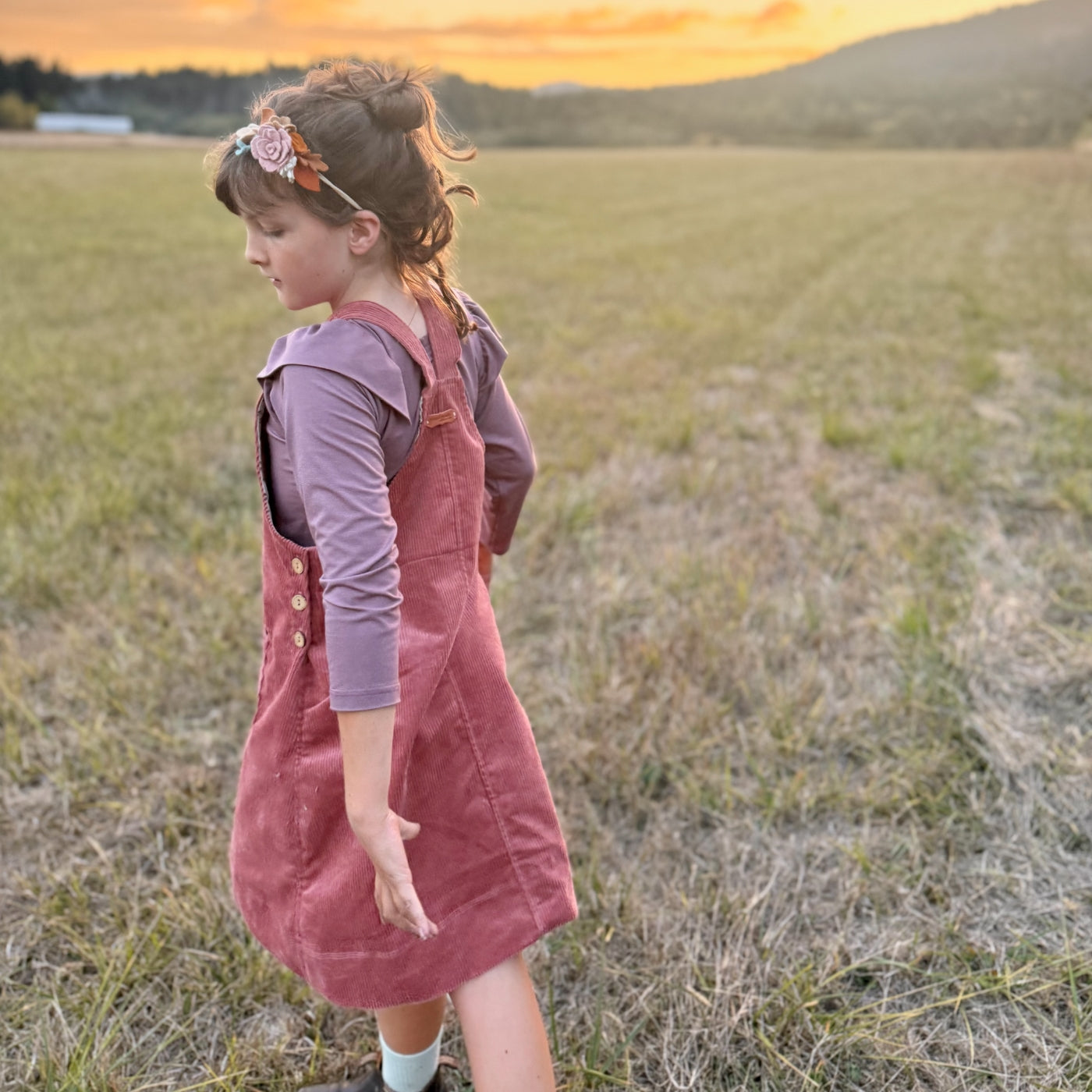 Corduroy Overall Dress in Rosewood | Echoes of Autumn | MTO