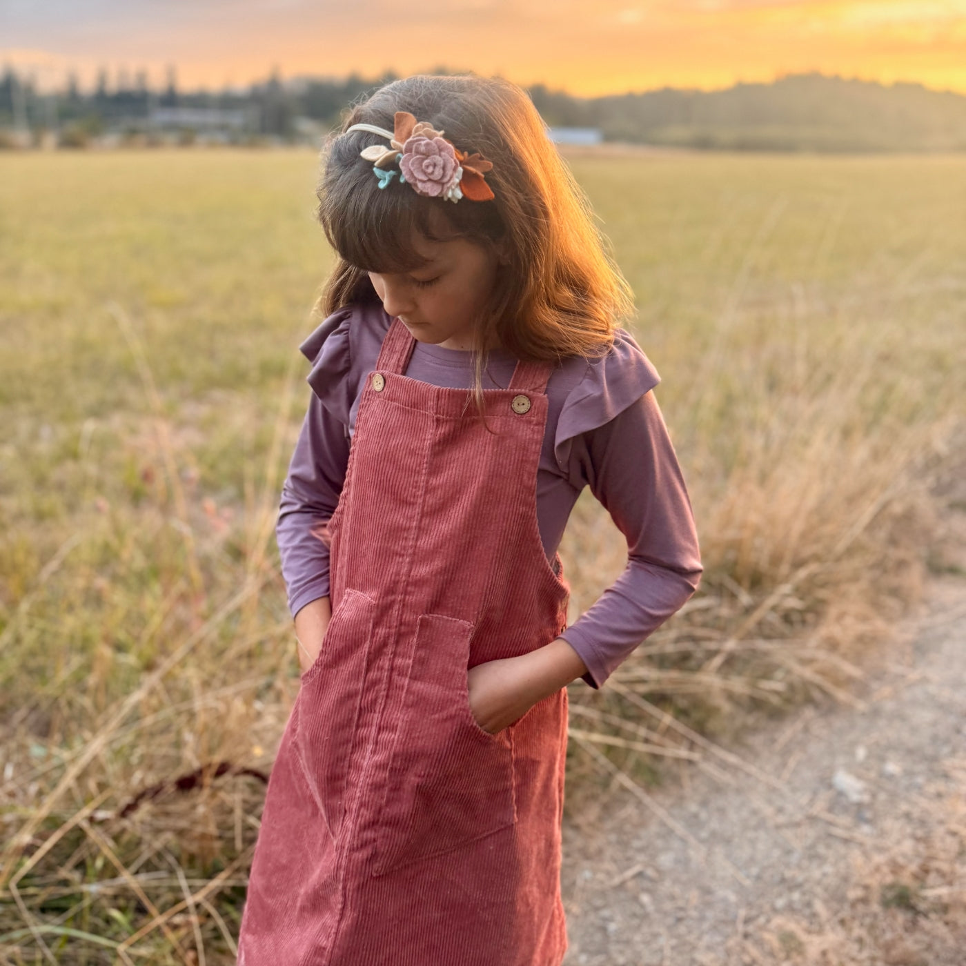 Corduroy Overall Dress in Rosewood | Echoes of Autumn | MTO