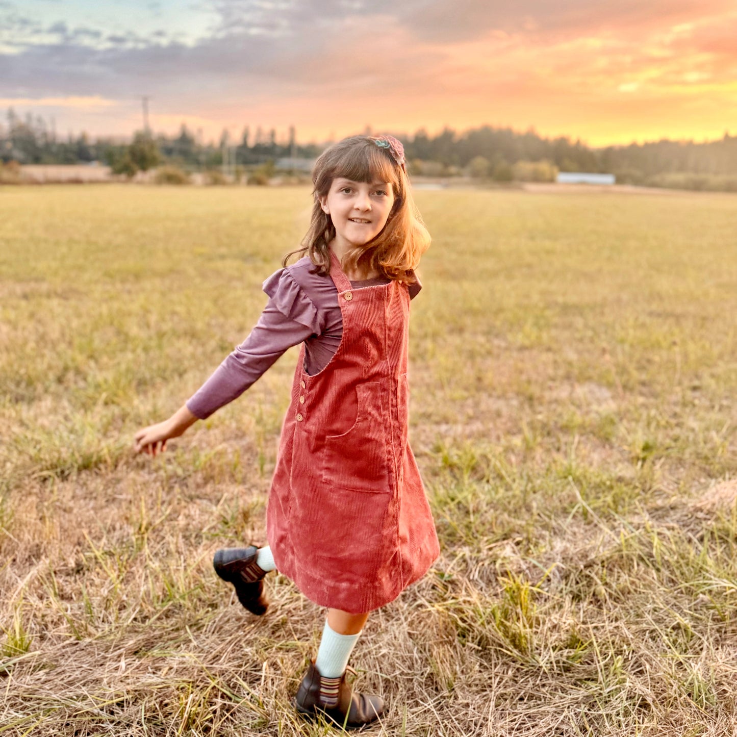 Corduroy Overall Dress in Rosewood | Echoes of Autumn | MTO