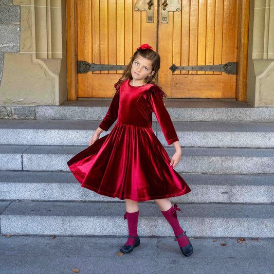 Isla Dress, in Lux Red Velvet | MTO