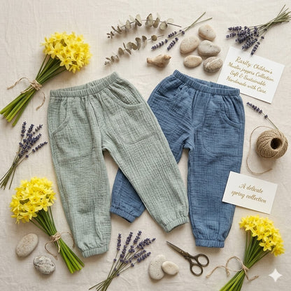 James Trousers, Cotton Double Gauze | Spring Bloom