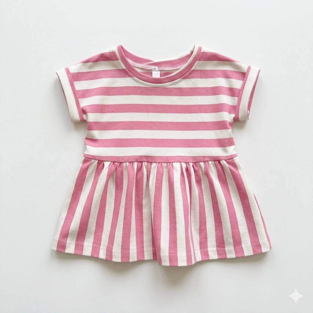 Dolman Stripe Tunic — Bold Pink & Cream | Spring Bloom