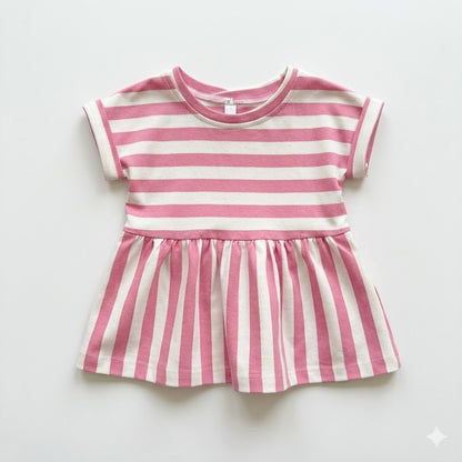 Dolman Stripe Tunic — Bold Pink & Cream | Spring Bloom