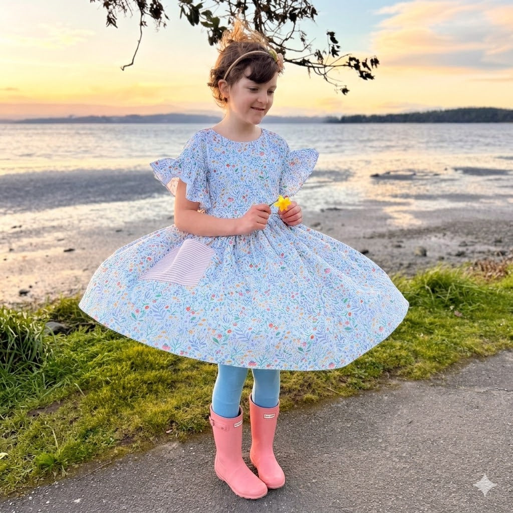 Ruffle Rowan Dress in Strawberries and Floral Print| Spring Bloom