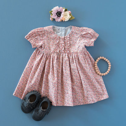 Pipa Dress , In Rose Cotton Ditzy Floral| RTS