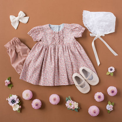 Pipa Dress , In Rose Cotton Ditzy Floral| RTS
