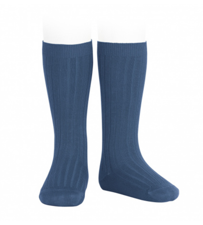Ribbed, Knee-High Socks COBALT BLUE