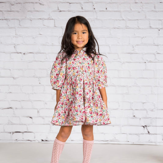 Roselle, in rose medley cotton floral (made to order 3-4 weeks)