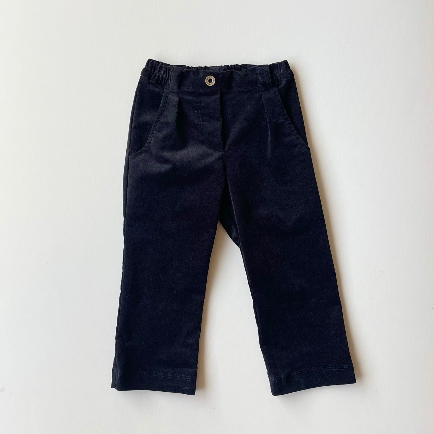 Jordan Trouser, in Black Smooth Rail Corduroy Cotton (Made to Order)
